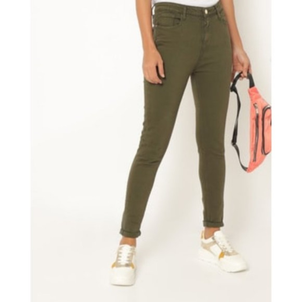 H&M L.O.G.G. army green super stretchy jeans  6